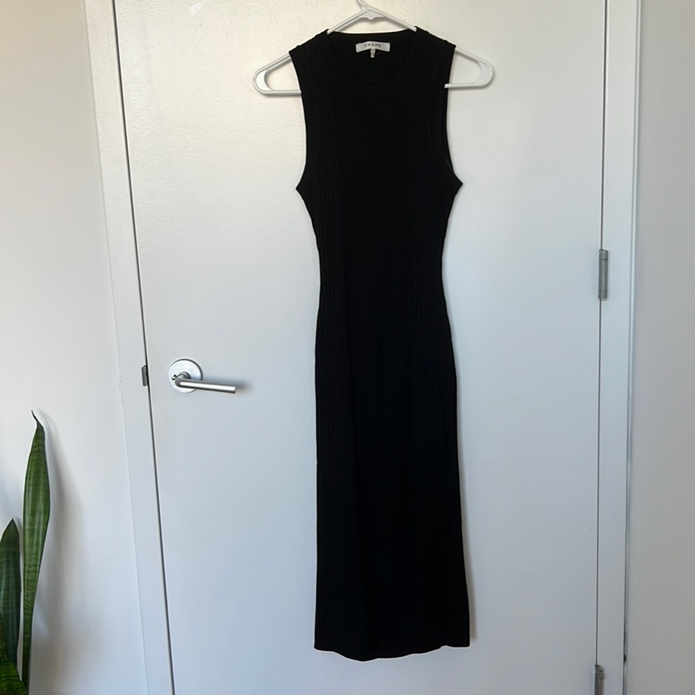 Frame ribbed knit midi dress